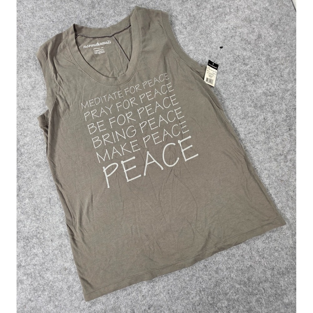 NWT Norma Kamali Women's Size Large Chic PEACE Tank Top Gray Sleeveless Stretchy